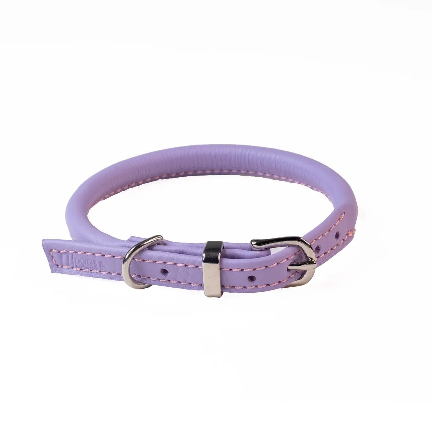 Dogs & Horses Rolled Soft Leather Dog Collar Lilac
