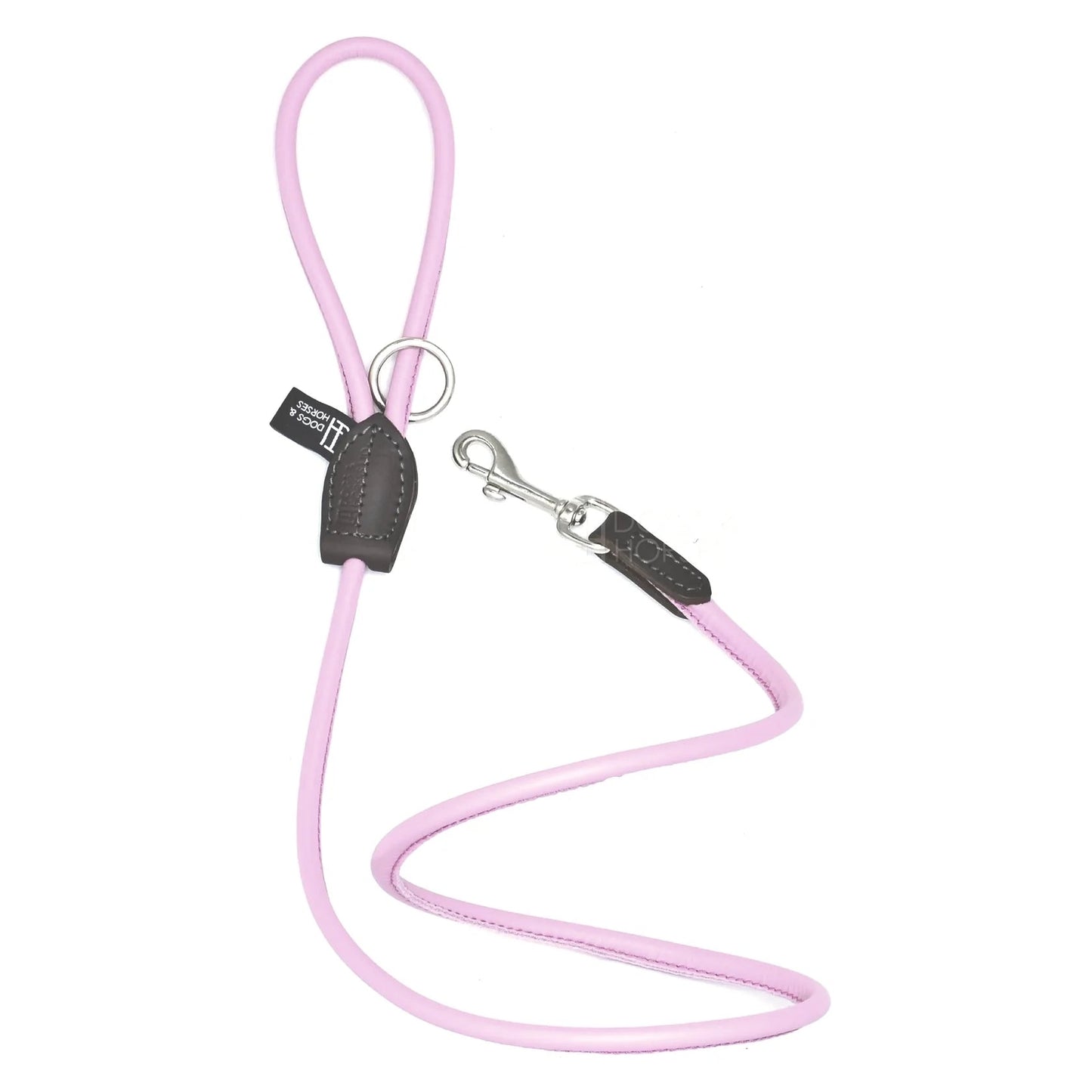 Dogs & Horses Rolled Soft Leather Dog Lead Pink