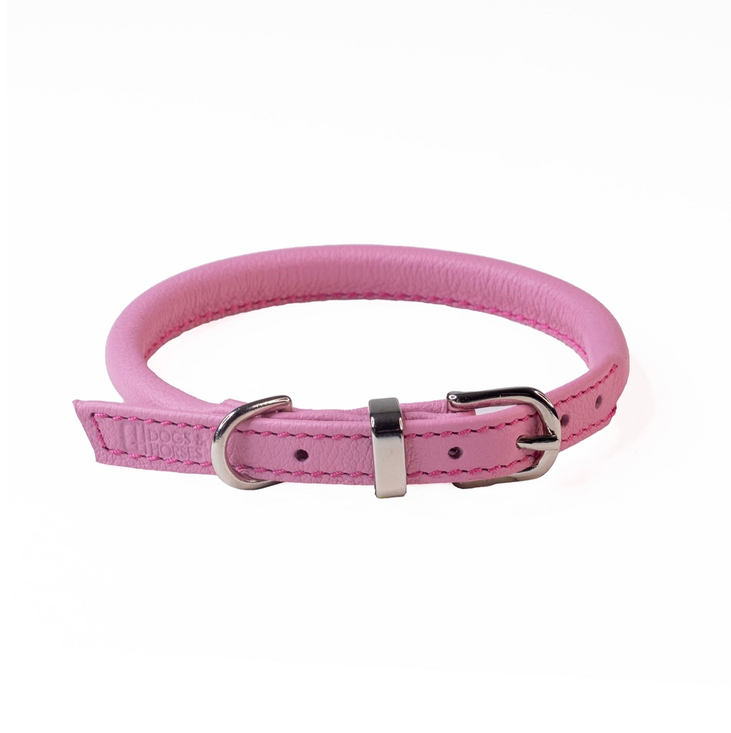 Dogs & Horses Rolled Soft Leather Collar Pink