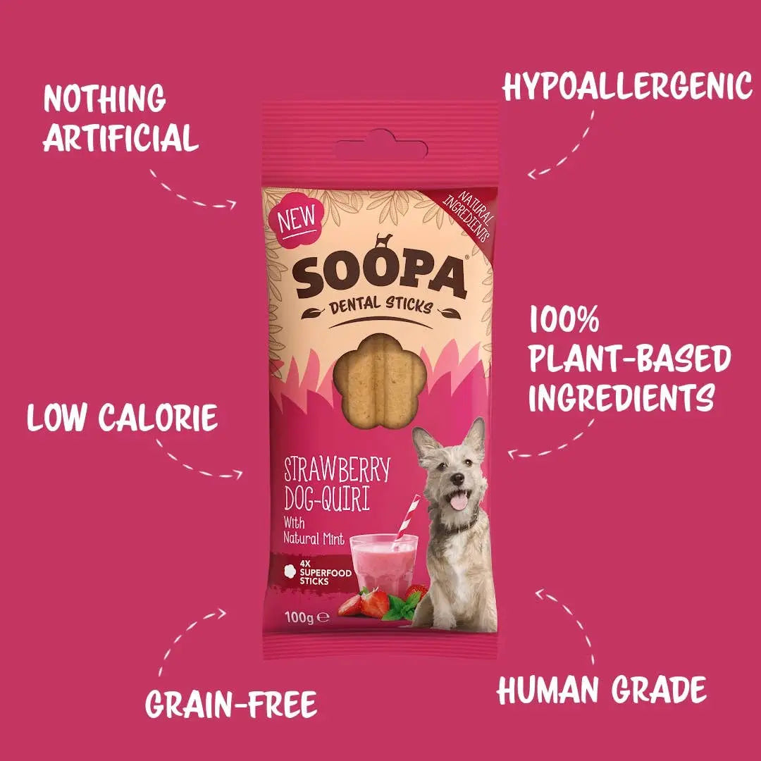 Soopa Strawberry Dog-Quiri Dental Sticks